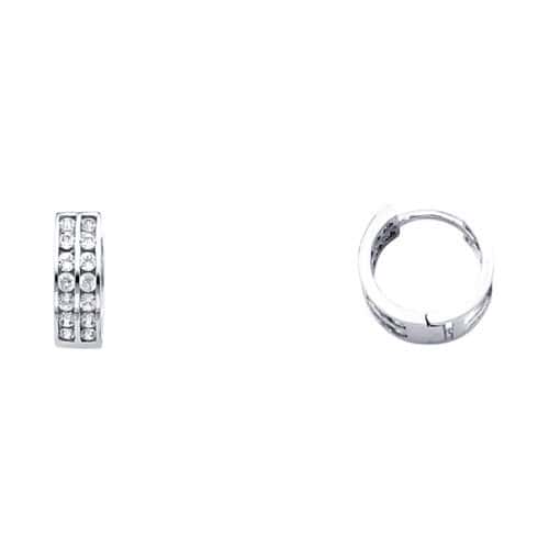 14K White Gold 4mm Cubic Zirconia Huggies Earrings