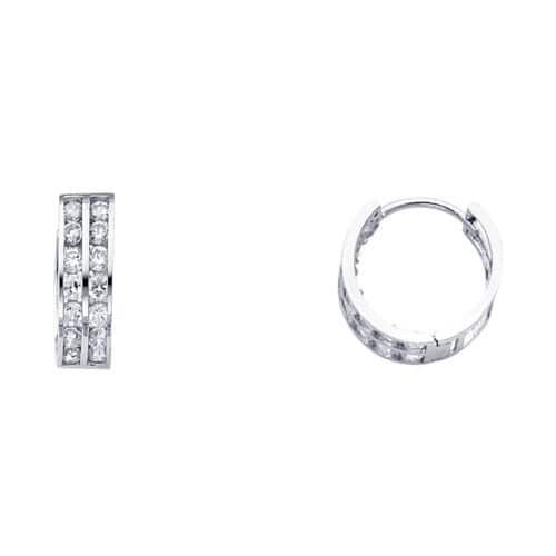 14K White Gold 5mm Cubic Zirconia Huggies Earrings