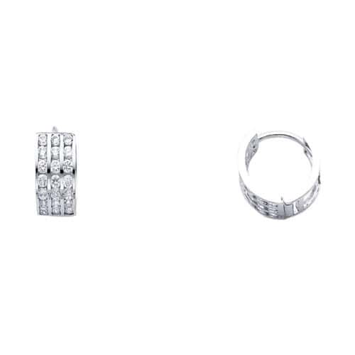 14K White Gold 5mm Cubic Zirconia Huggies Earrings