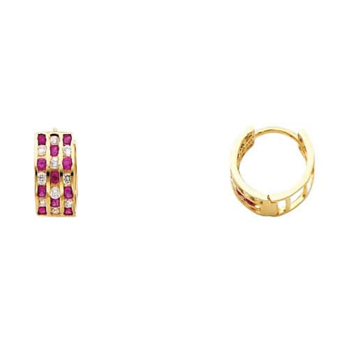 14K Yellow Gold 5mm Cubic Zirconia Huggies Earrings