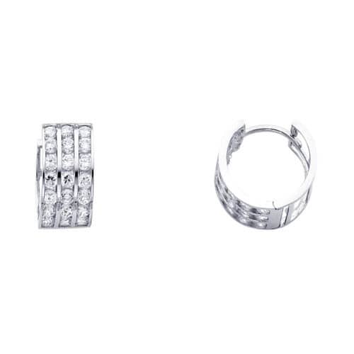 14K White Gold 7mm Cubic Zirconia Huggies Earrings