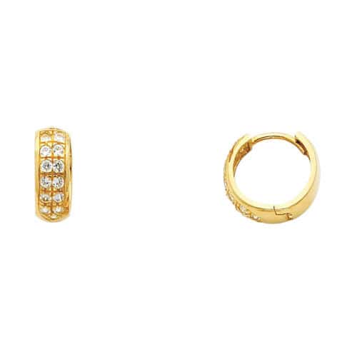 14K Yellow Gold 5mm Cubic Zirconia Huggies Earrings