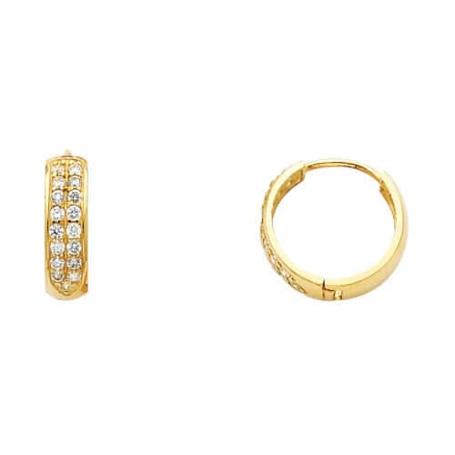 14K Yellow Gold 4mm Cubic Zirconia Huggies Earrings