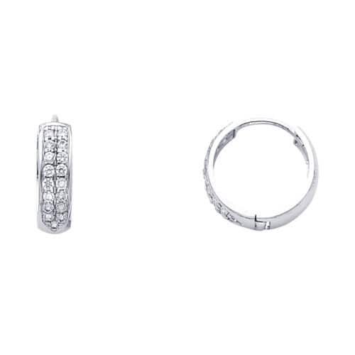 14K White Gold 4mm Cubic Zirconia Huggies Earrings