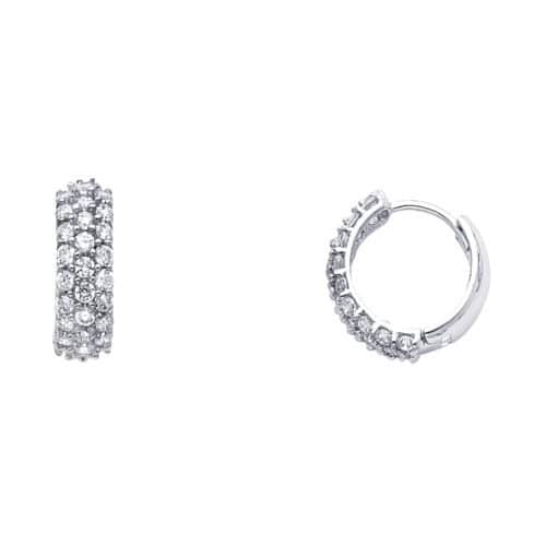 14K White Gold 5mm Cubic Zirconia Hoop Earrings