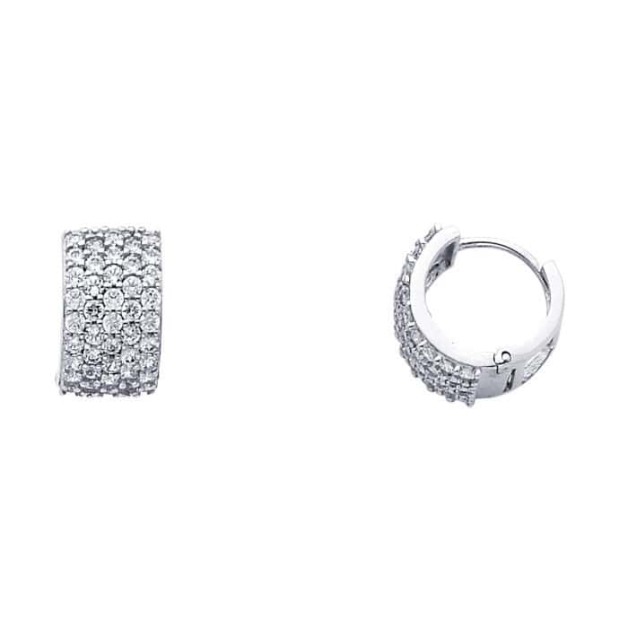 14K White Gold 8mm Cubic Zirconia Huggies Earrings
