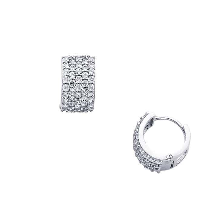 14K White Gold 8mm Cubic Zirconia Huggies Earrings - Image 2