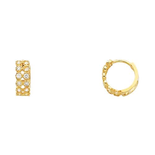 14K Yellow Gold 4mm Cubic Zirconia Huggies Earrings