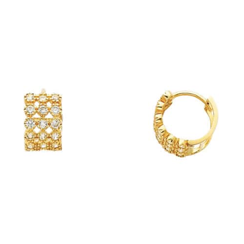 14K Yellow Gold 7mm Cubic Zirconia Huggies Earrings