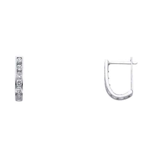 14K White Gold 2mm Cubic Zirconia Huggies Earrings
