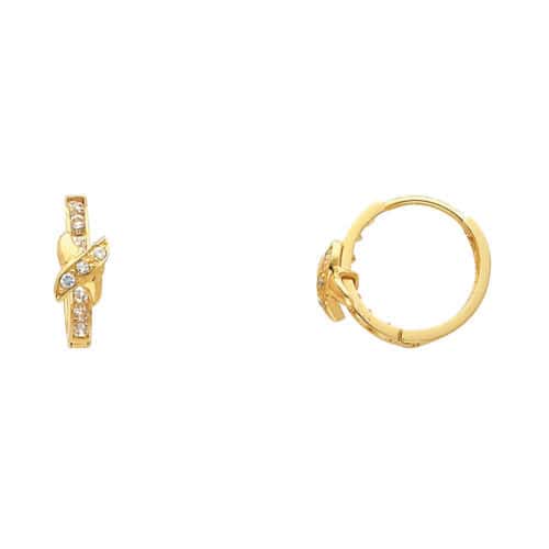 14K Yellow Gold Cubic Zirconia Huggies Earrings