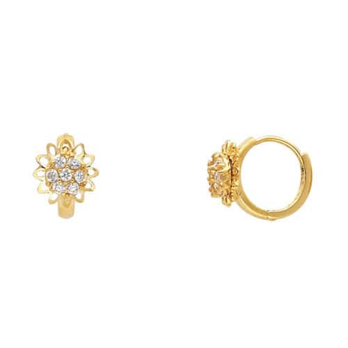 14K Yellow Gold Cubic Zirconia Huggies Earrings