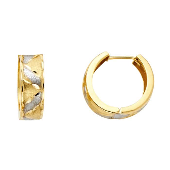 14K Two Tone Gold 5mm Huggies Earrings