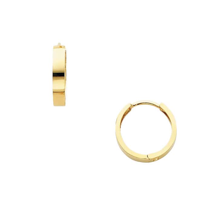 14K Yellow Gold 3mm Huggies Earrings - Image 2