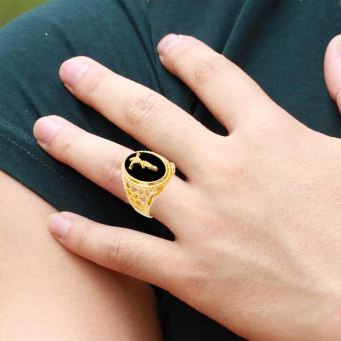 14K Yellow Gold Onyx Men's Ring - Image 2