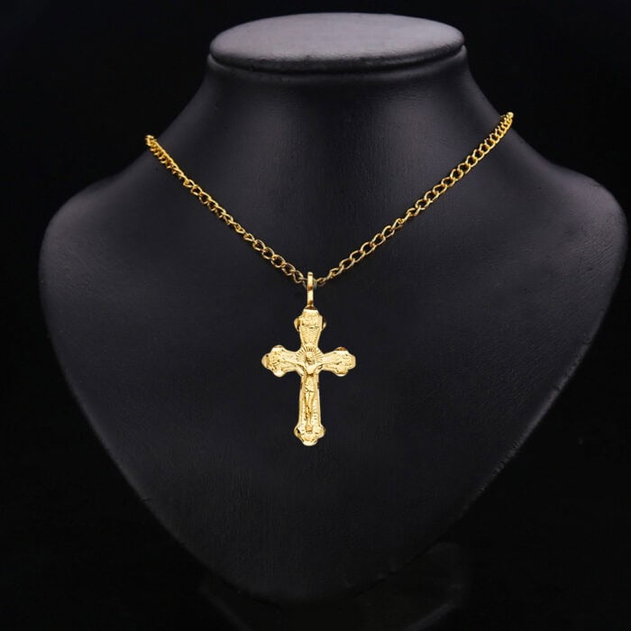 14K Yellow Gold Crucifix Cross Pendant - Image 2