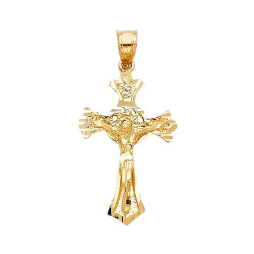 14K Yellow Gold Religious Crucifix Pendant