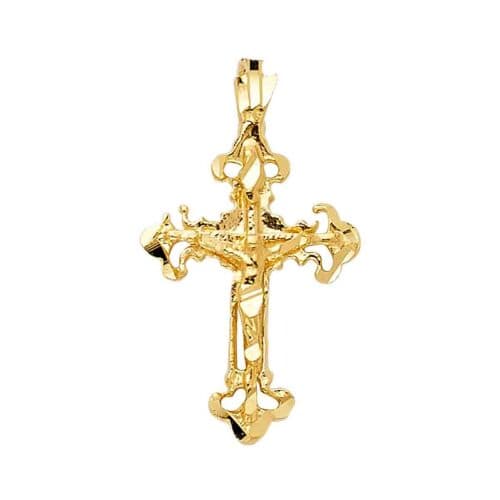 14K Yellow Gold Religious Crucifix Pendant