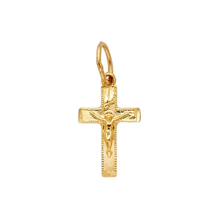 14K Yellow Gold Religious Crucifix Pendant