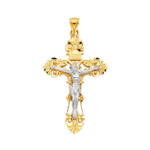 14K Yellow Gold Religious Crucifix Pendant