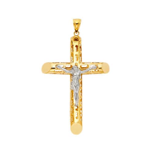 14K Yellow Gold Religious Crucifix Pendant