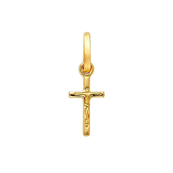 14K Yellow Gold Crucifix Cross Religious Pendant