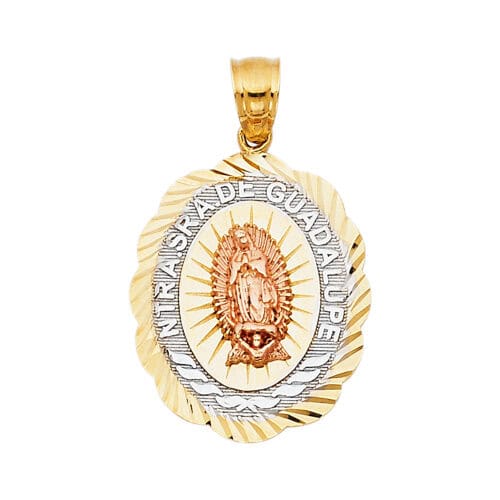 14K Tri Color Gold Religious Guadalupe Pendant