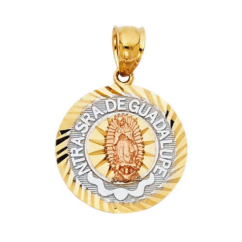 14K Tri Color Gold Religious Guadalupe Pendant