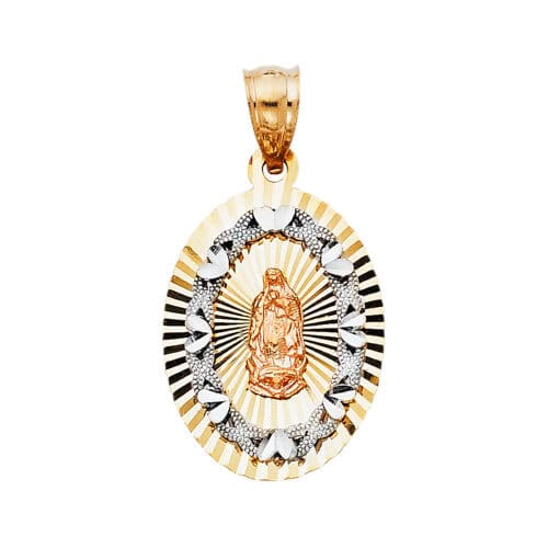 14K Tri Color Gold Religious Guadalupe Pendant