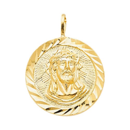 14K Yellow Gold Religious Jesus Christ Stamp Pendant