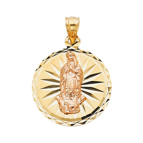 14K Tri Color Gold Religious Guadalupe Pendant