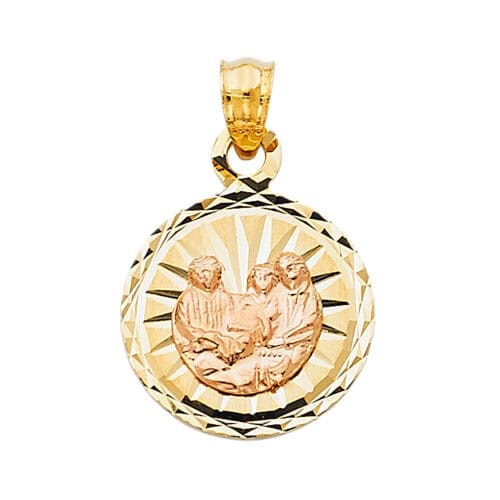14K Two Tone Gold Religious Baptism Stamp Pendant