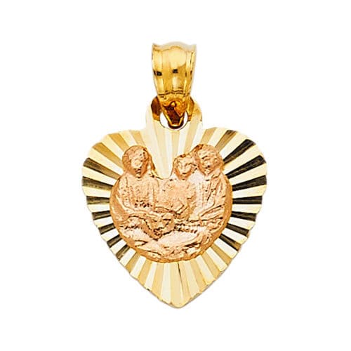 14K Two Tone Gold Religious Baptism Stamp Pendant