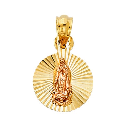 14K Two Tone Gold Religious Guadalupe Pendant