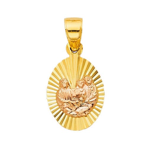 14K Two Tone Gold Religious Baptism Stamp Pendant