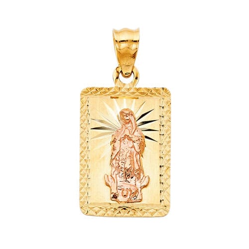 14K Two Tone Gold Religious Guadalupe Pendant