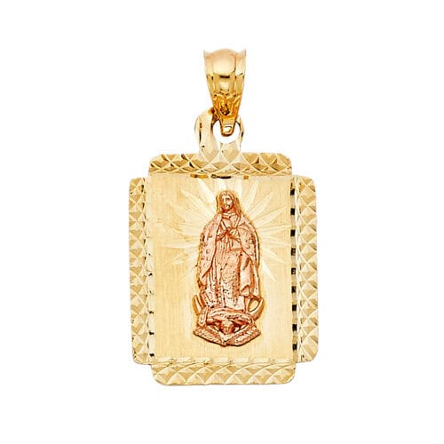 14K Two Tone Gold Religious Guadalupe Pendant