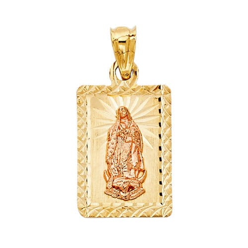 14K Two Tone Gold Religious Guadalupe Pendant