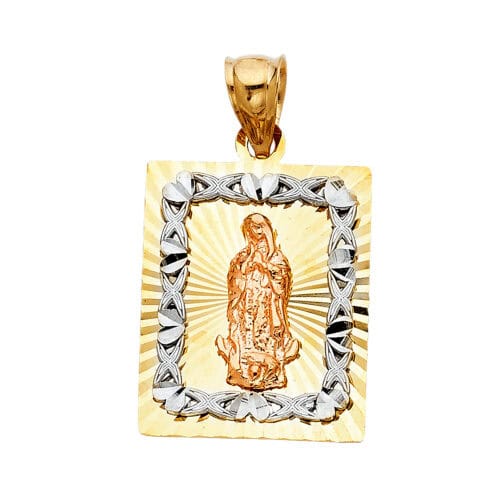 14K Tri Color Gold Religious Guadalupe Pendant