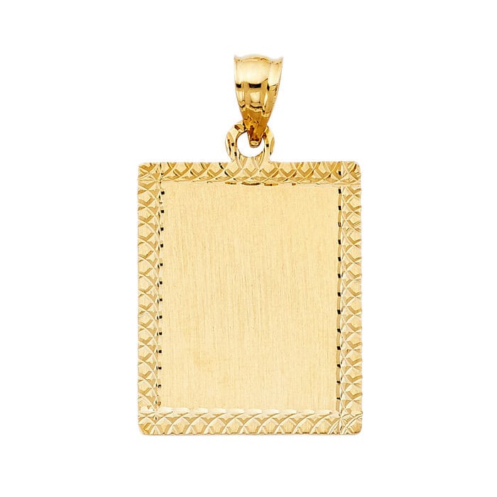 14K Yellow Gold Plain Stamp Pendant