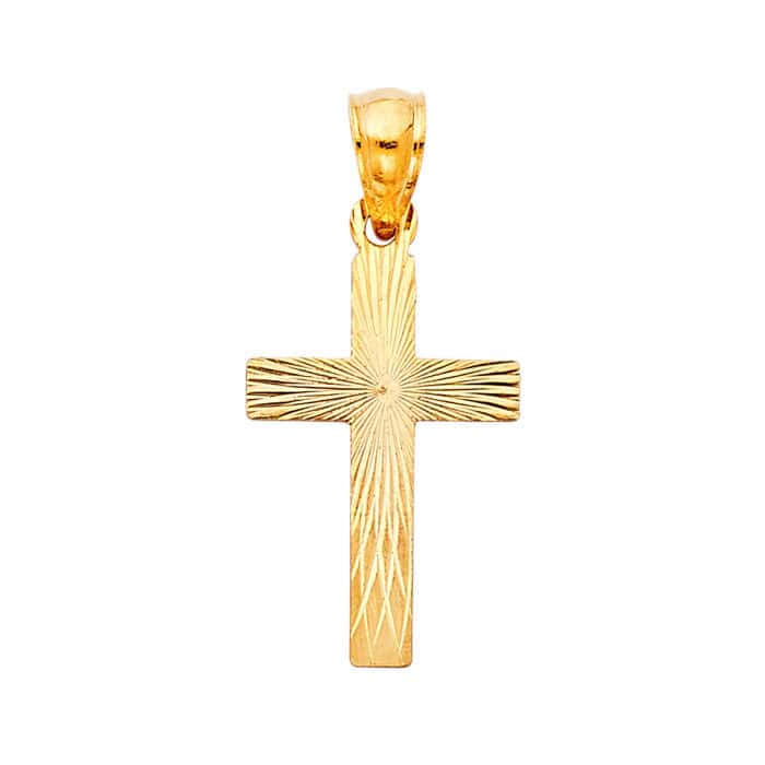 14K Yellow Gold Religious Cross Stamp Pendant
