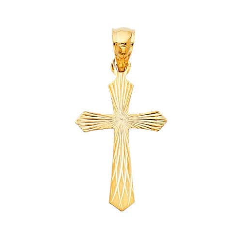 14K Yellow Gold Religious Cross Stamp Pendant