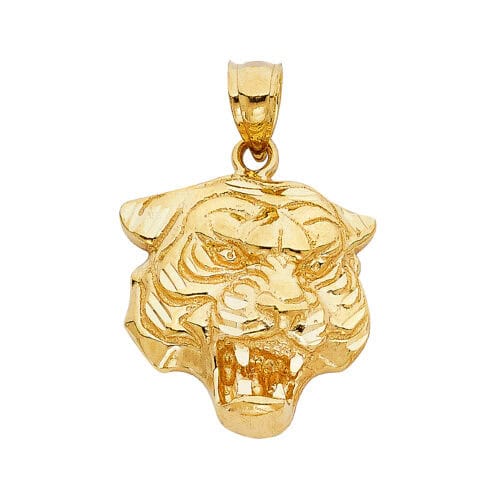 14K Yellow Gold Cubic Zirconia Tiger Pendant