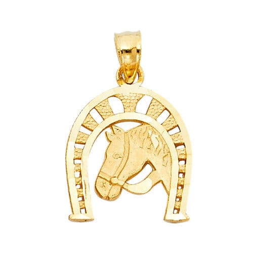 14K Yellow Gold Lucky Horsehoe Pendant