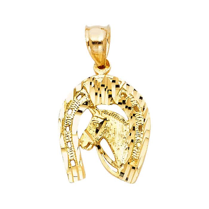 14K Yellow Gold Lucky Horsehoe Pendant