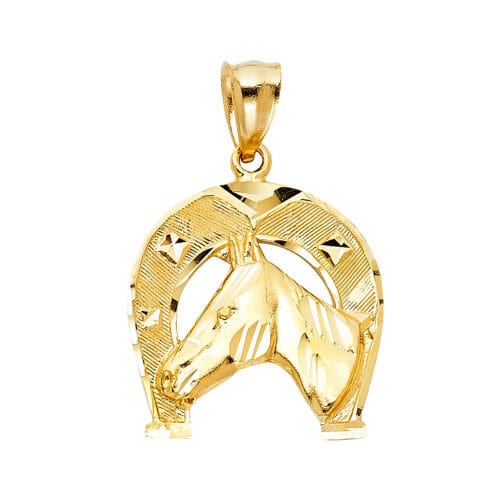 14K Yellow Gold Lucky Horsehoe Pendant