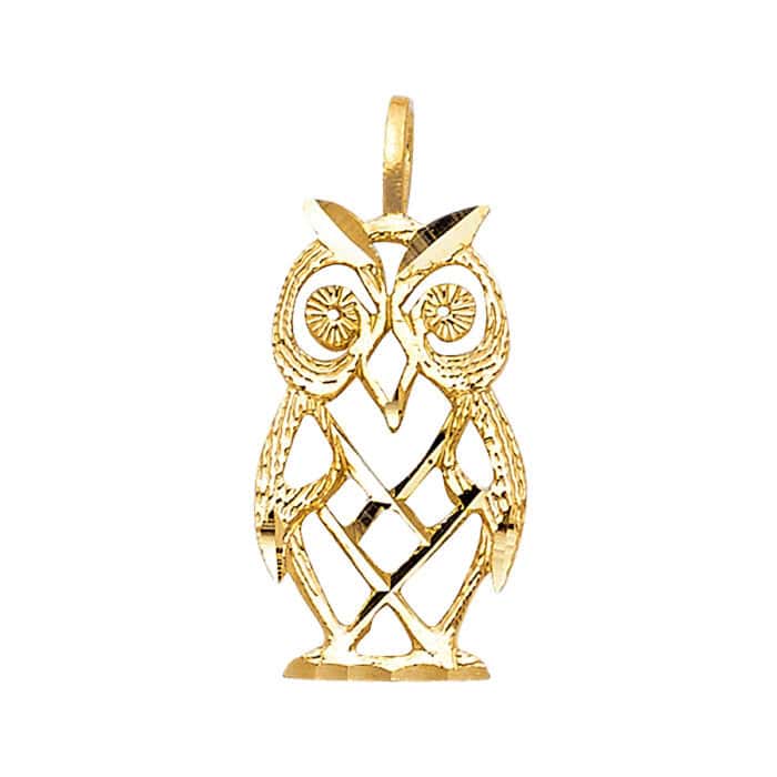 14K Yellow Gold Owl Pendant