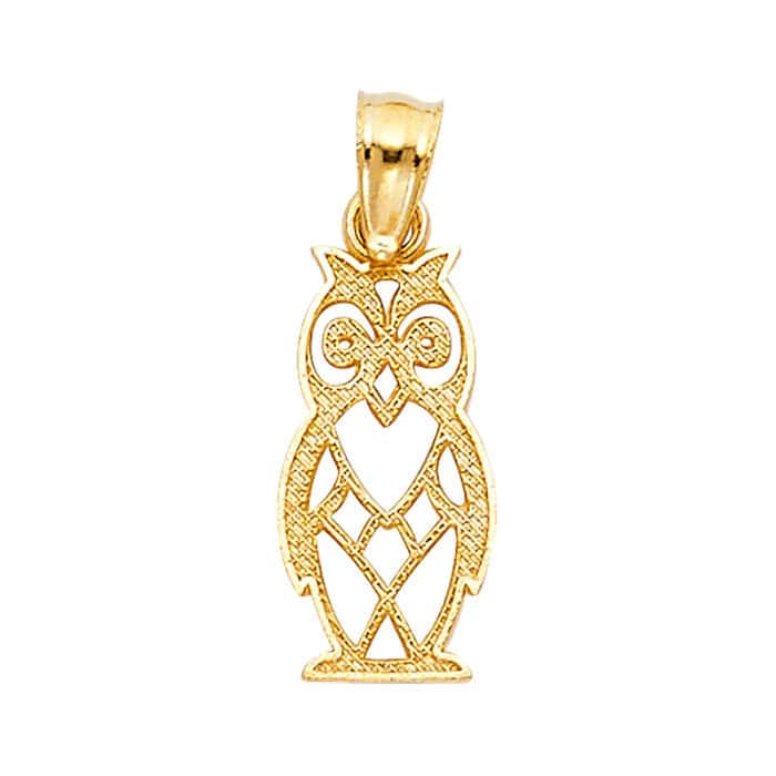 14K Yellow Gold Owl Pendant