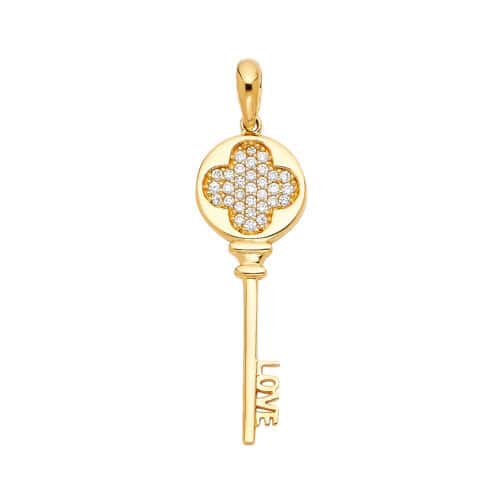 14K Yellow Gold Love Key Pendant