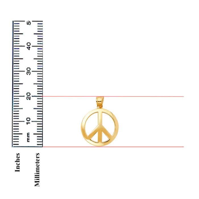 14K Yellow Gold Peace Sign Pendant - Image 3